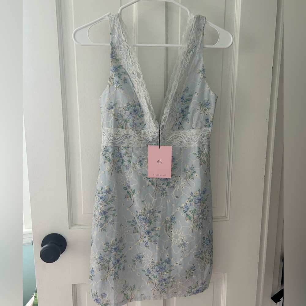 Hello Molly Blue and White Floral Mini Dress